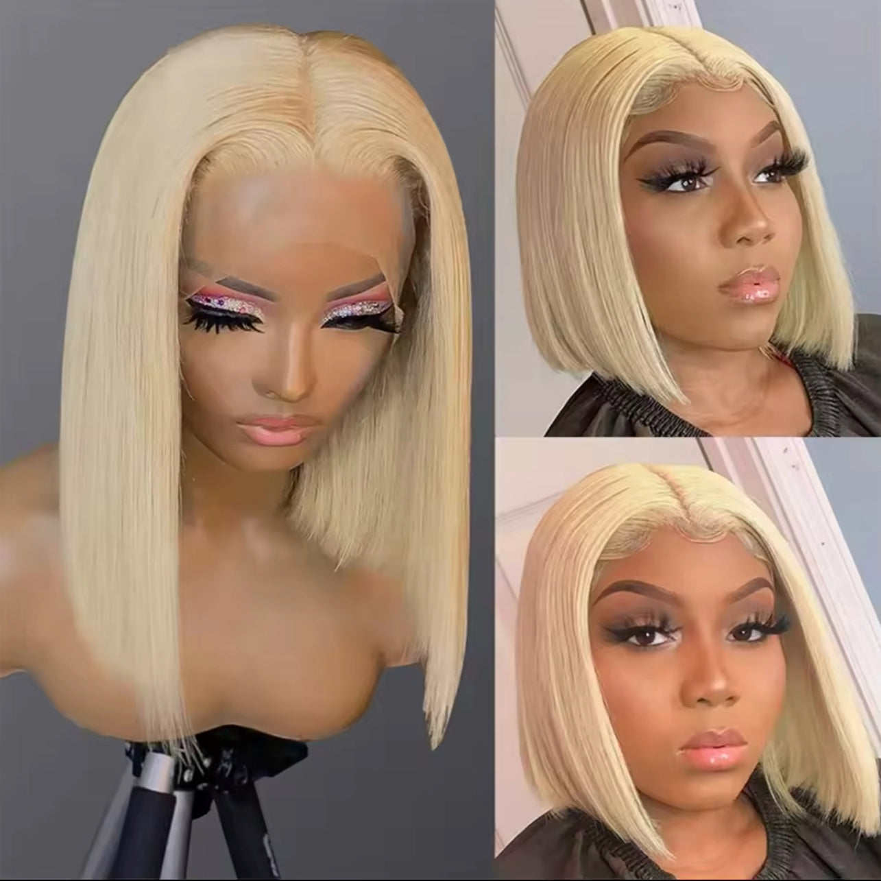 Blonde Human Hair Bob Wig – premium 100% natural human hair, silky texture, soft, sleek, and stylish blonde bob.